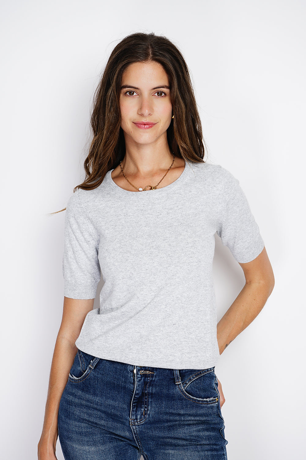 Completo classico con scollo rotondo in maglia a 2 strati e maniche lunghe Glassato