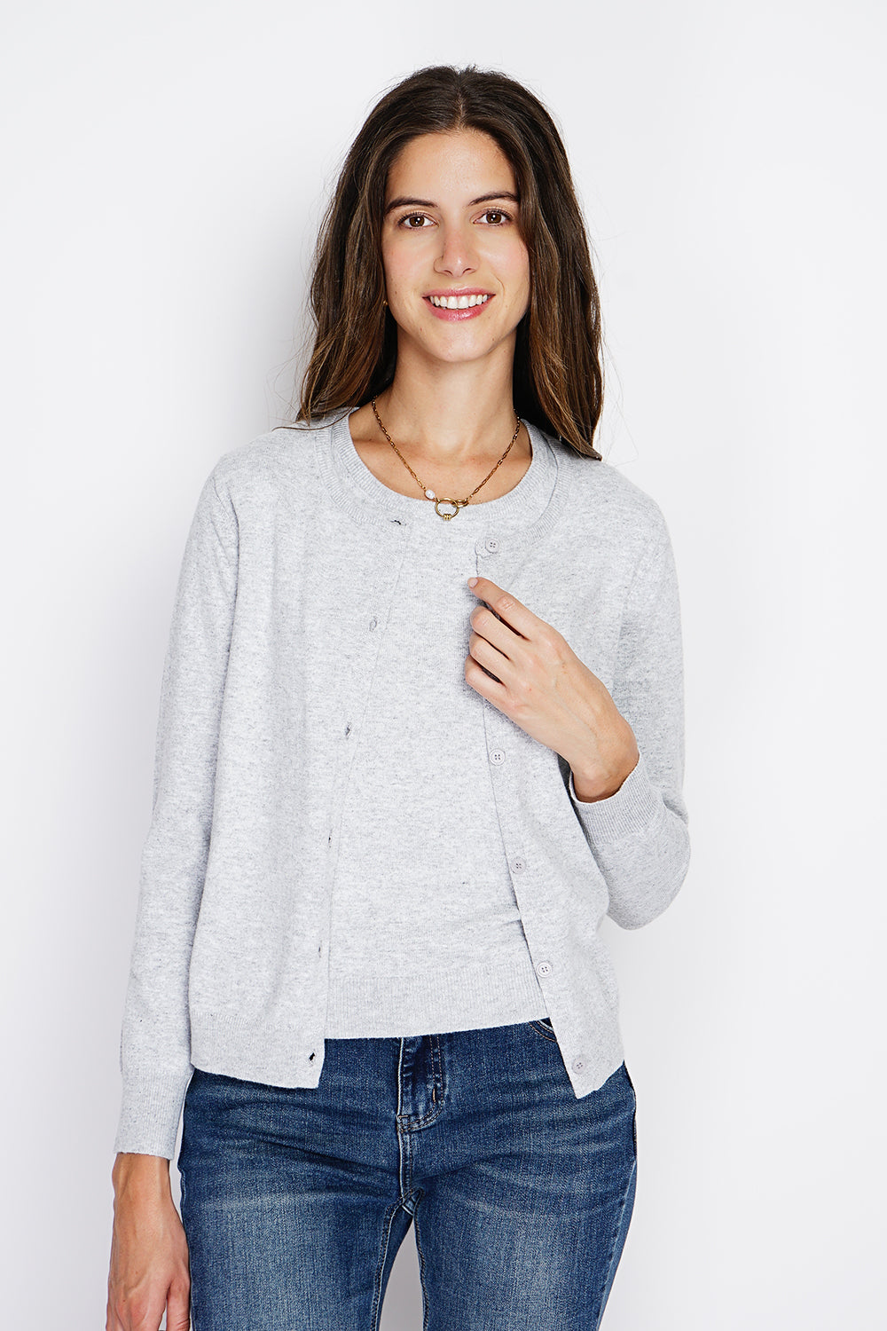 Completo classico con scollo rotondo in maglia a 2 strati e maniche lunghe Glassato