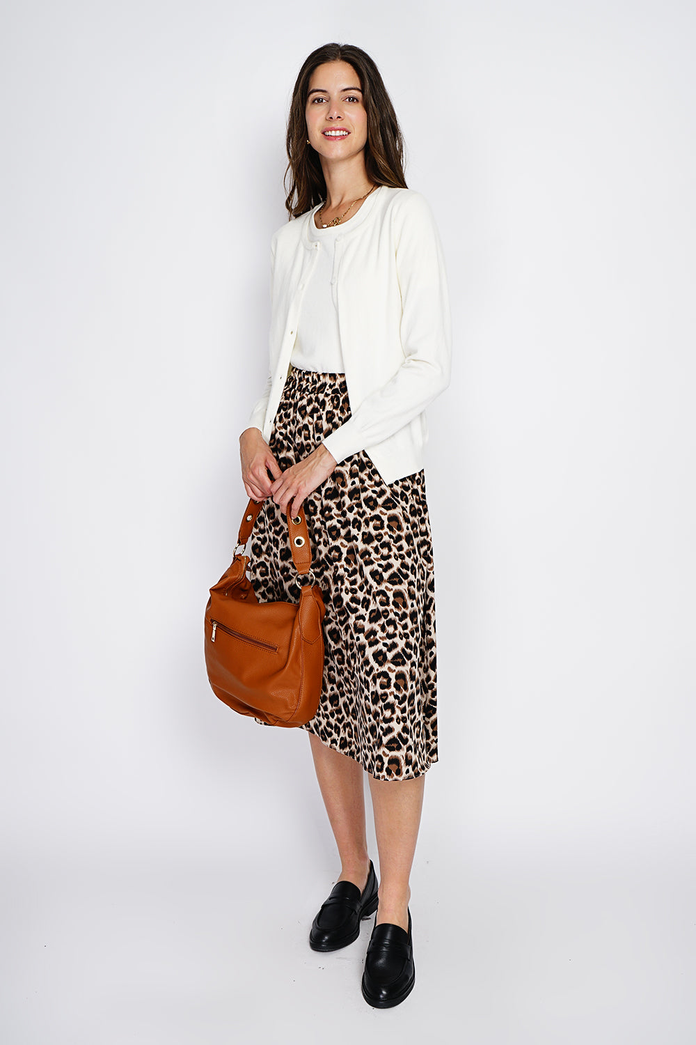 Completo classico con scollo rotondo in maglia a 2 strati e maniche lunghe Naturale