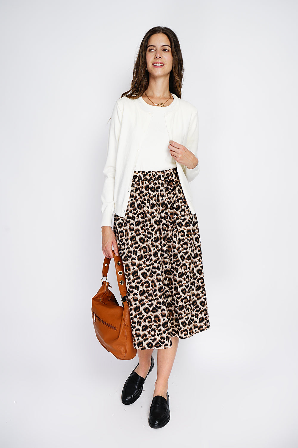 Completo classico con scollo rotondo in maglia a 2 strati e maniche lunghe Naturale