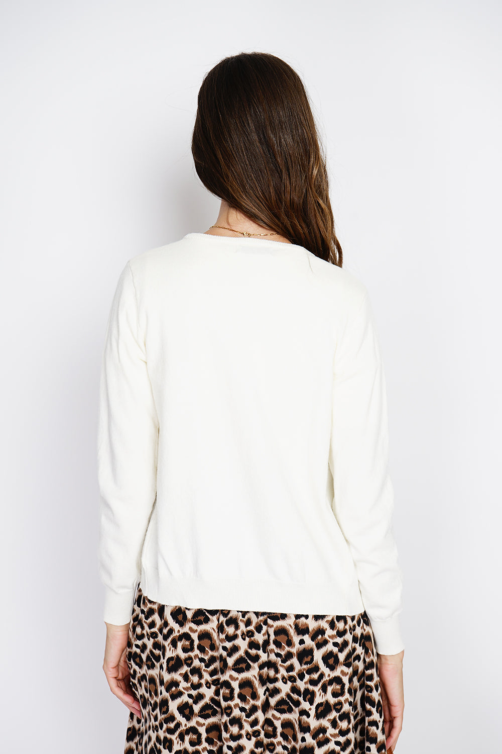 Completo classico con scollo rotondo in maglia a 2 strati e maniche lunghe Naturale