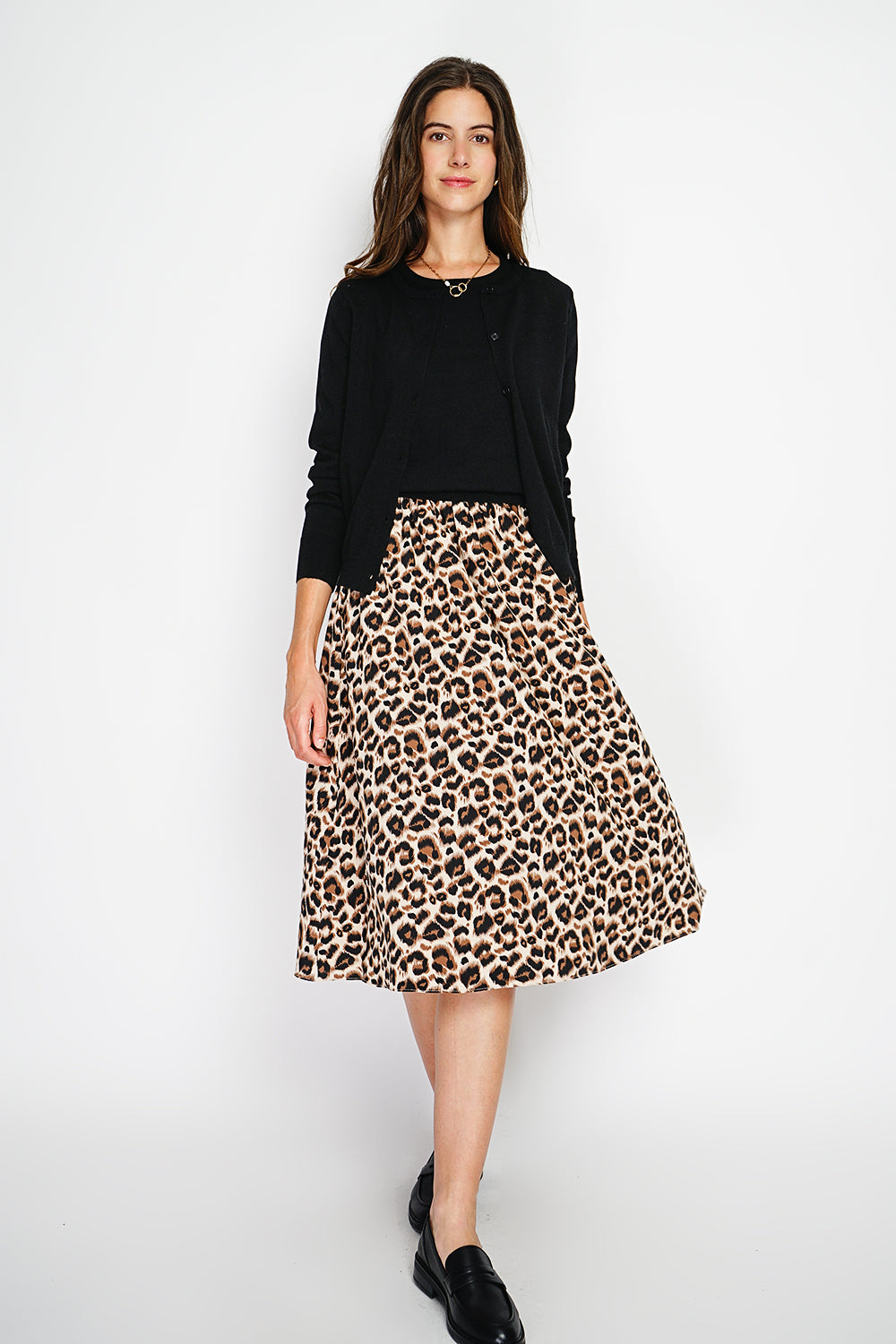 Completo classico con scollo rotondo in maglia a 2 strati e maniche lunghe Nero