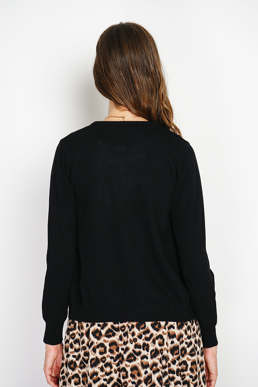 Completo classico con scollo rotondo in maglia a 2 strati e maniche lunghe Nero