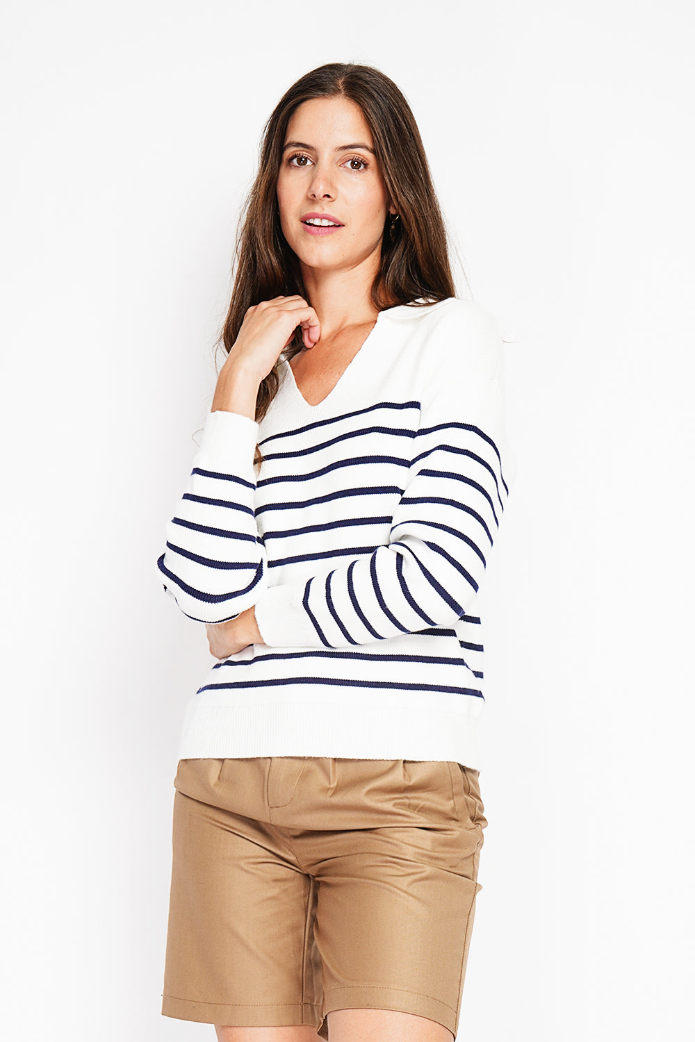 Maglione a collo alto da marinaio Taglio oversize con maniche lunghe Naturale