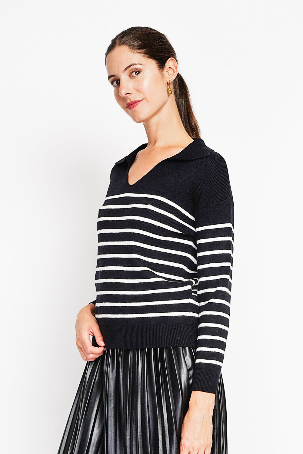 Maglione a collo alto da marinaio Taglio oversize con maniche lunghe Nero