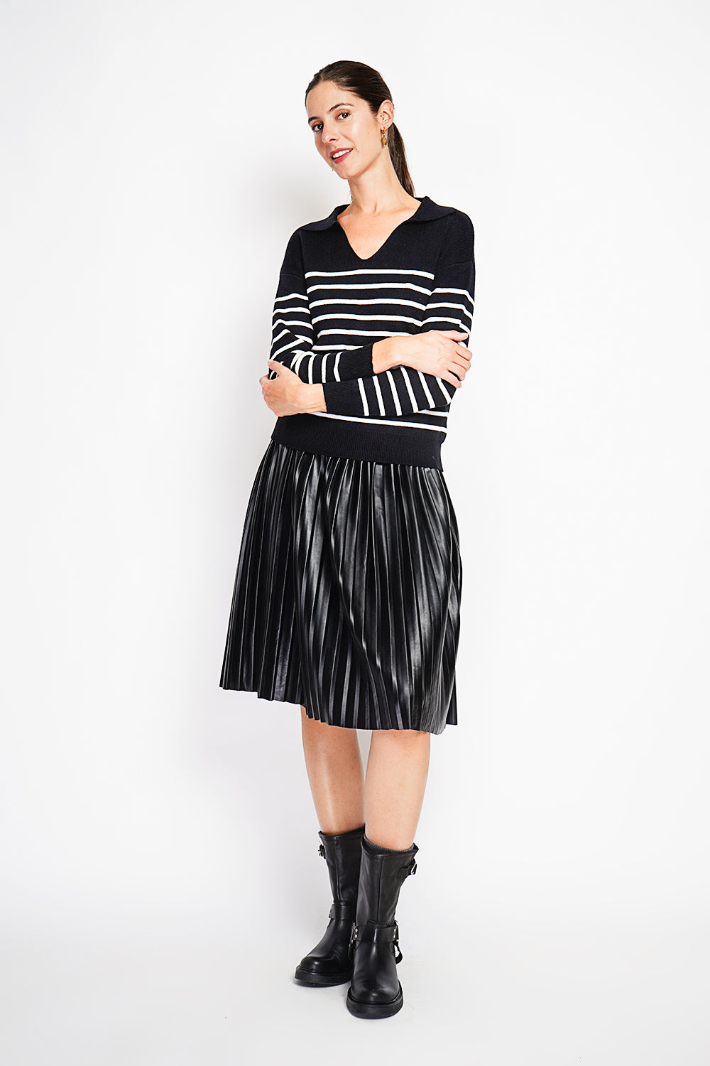 Maglione a collo alto da marinaio Taglio oversize con maniche lunghe Nero