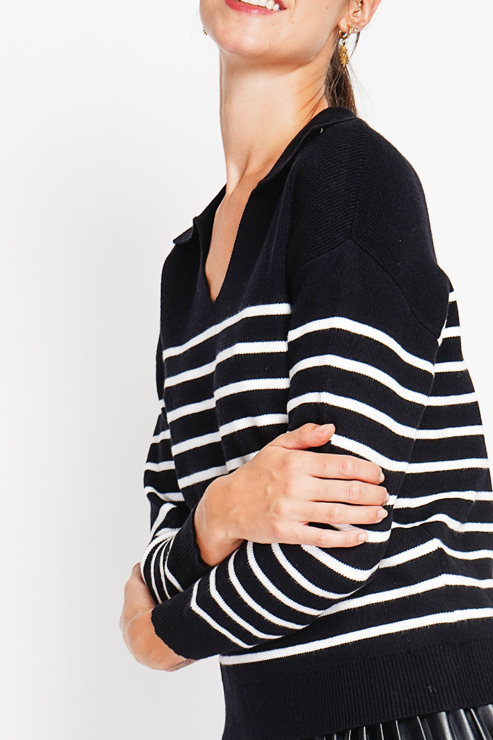 Maglione a collo alto da marinaio Taglio oversize con maniche lunghe Nero