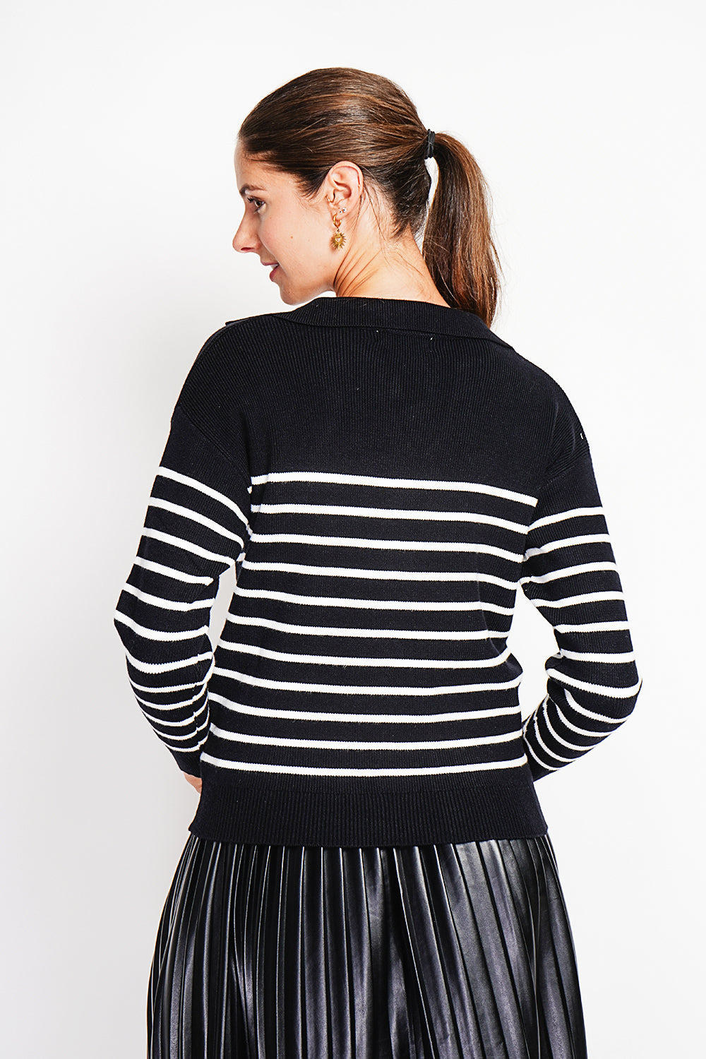 Maglione a collo alto da marinaio Taglio oversize con maniche lunghe Nero