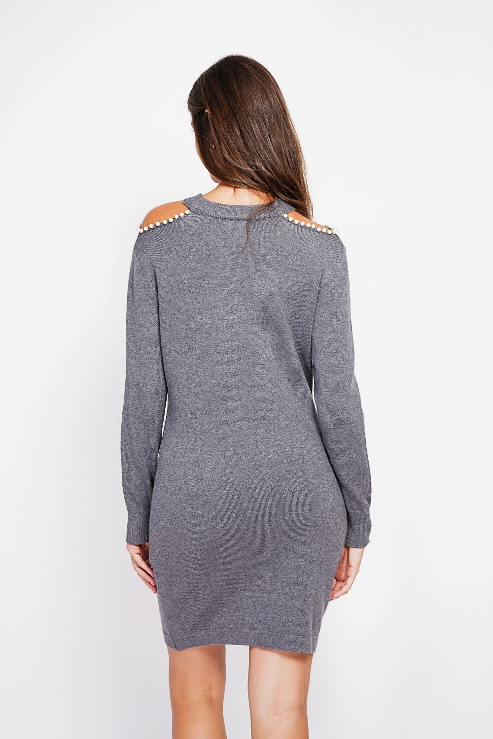 Abito in maglia a collo alto con spallina di perle Lupo