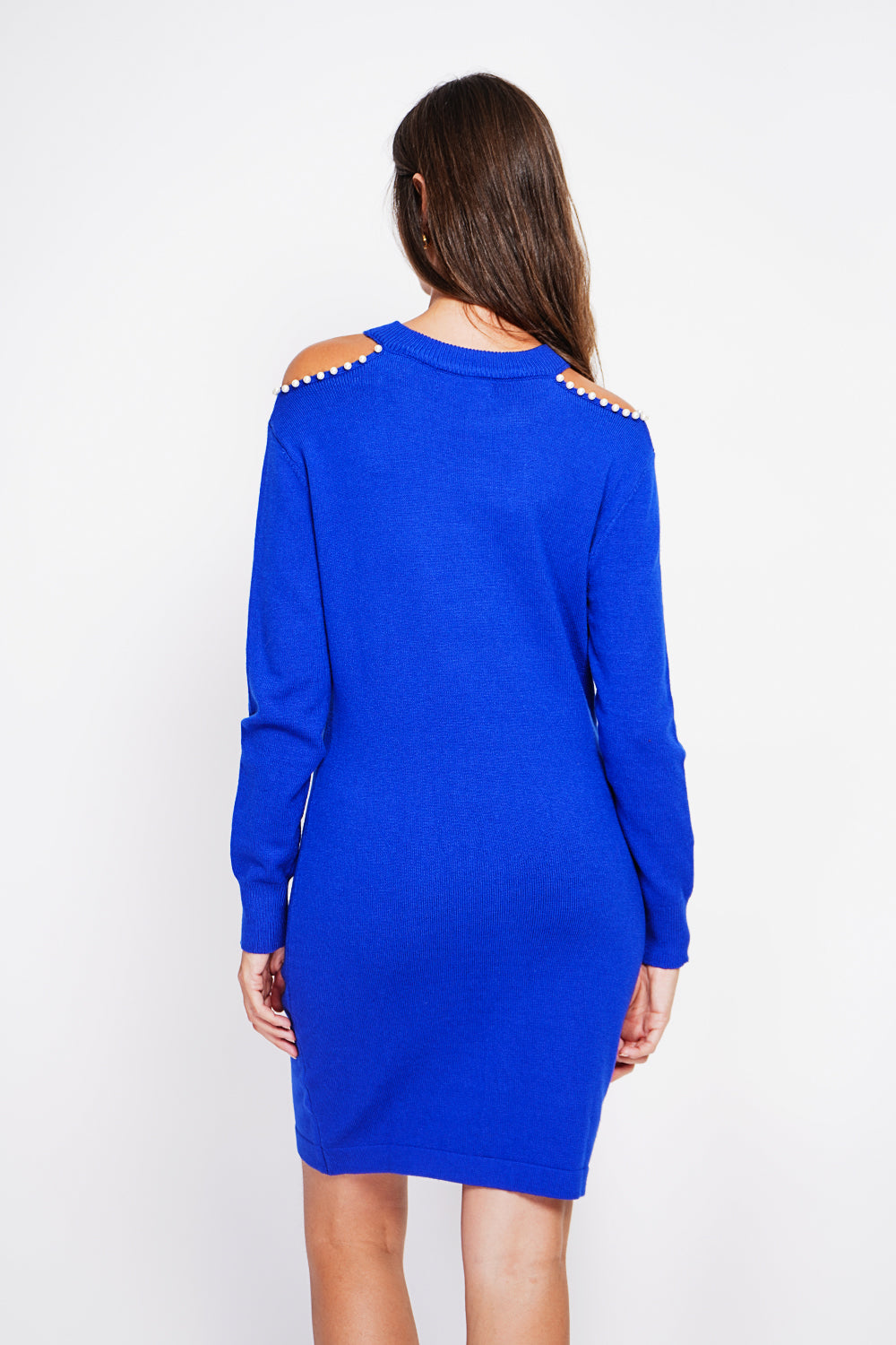 Abito in maglia a collo alto con spallina di perle Reale