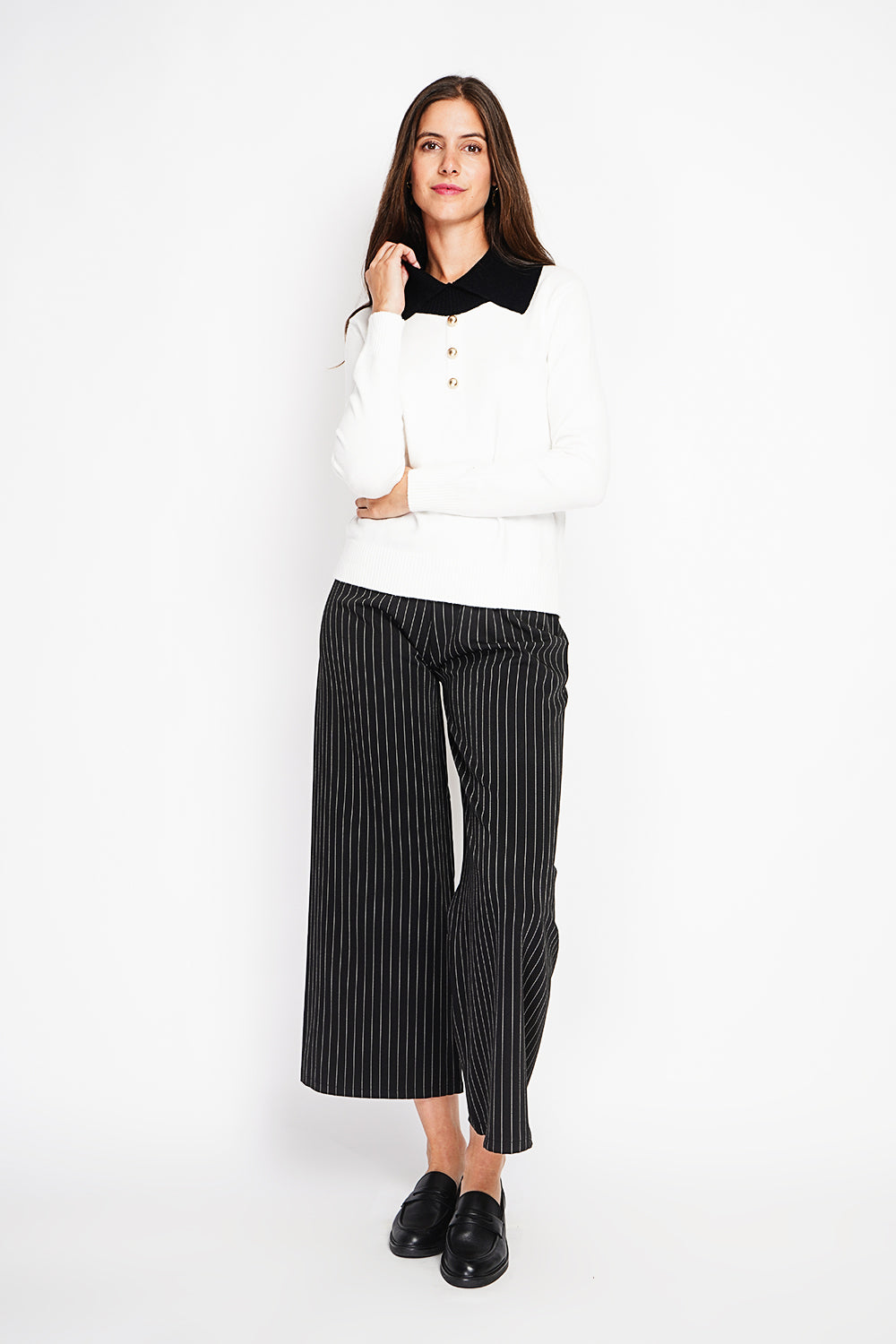 Maglione oversize con collo alto e bottoni in bronzo e maniche lunghe Naturale