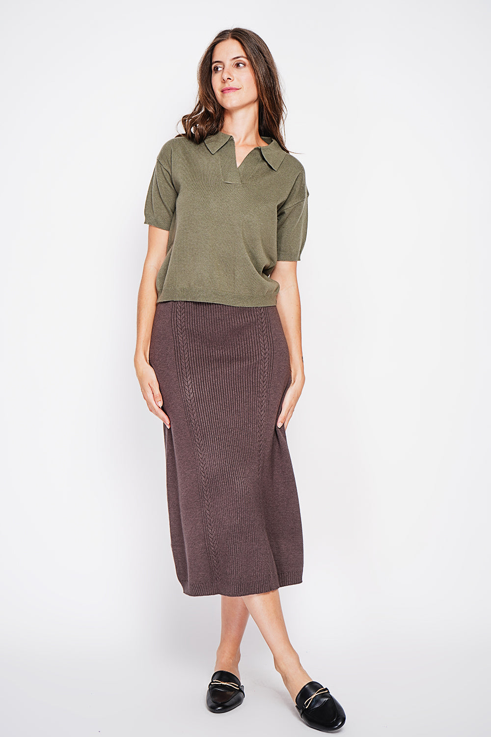 Gonna lunga attorcigliata Caffè