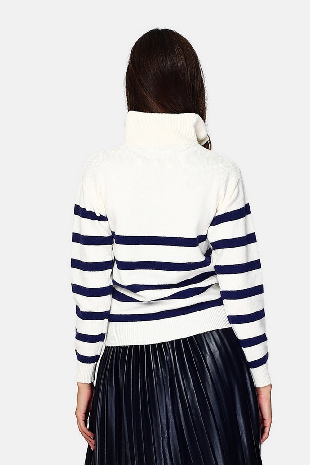 Maglione girocollo a maniche lunghe con cerniera in stile marinaio Naturale