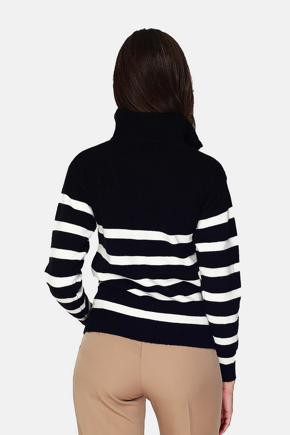 Maglione girocollo a maniche lunghe con cerniera in stile marinaio Nero