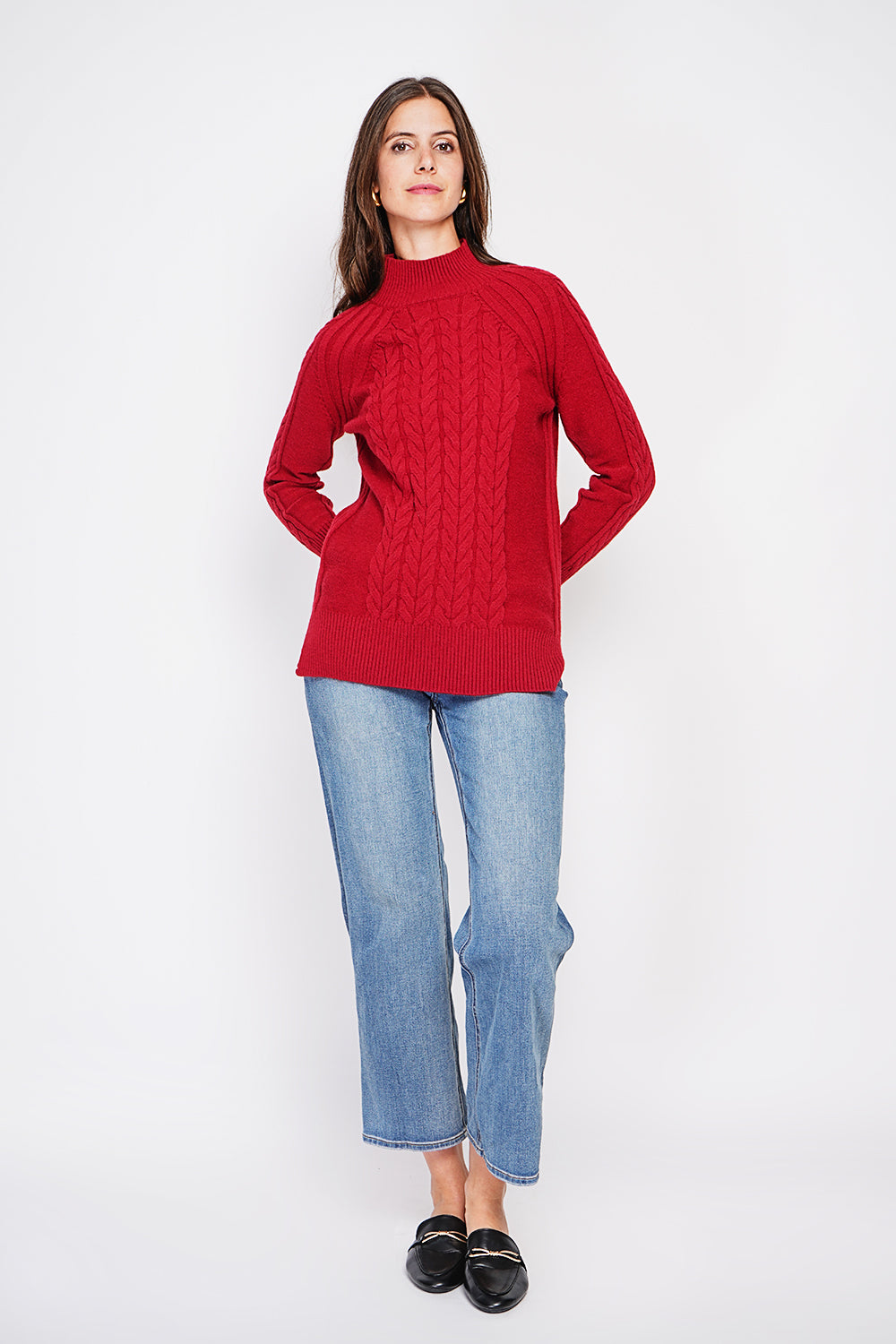 Tunica a maniche lunghe con collo alto e nodo - Rosso Hermes