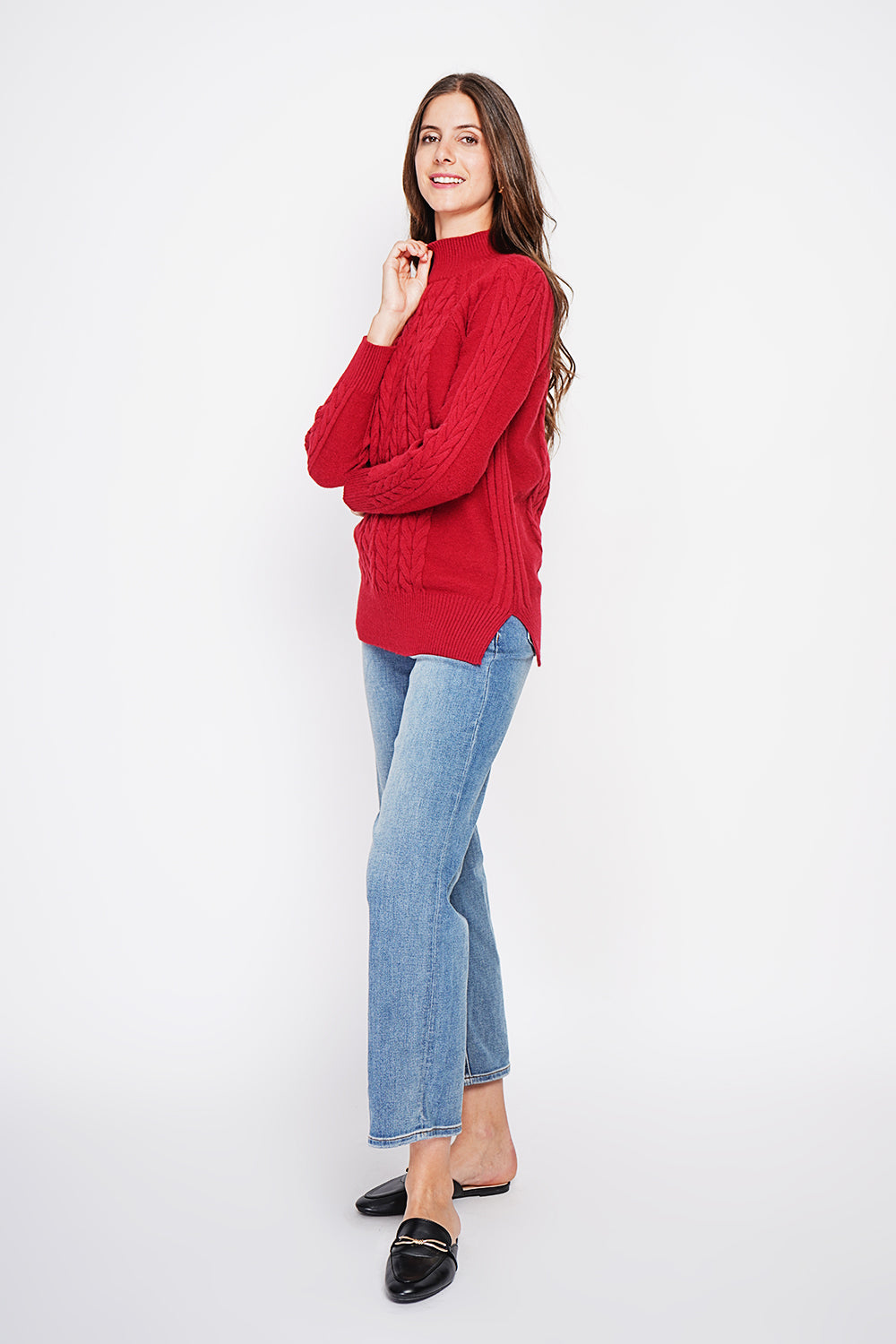 Tunica a maniche lunghe con collo alto e nodo - Rosso Hermes