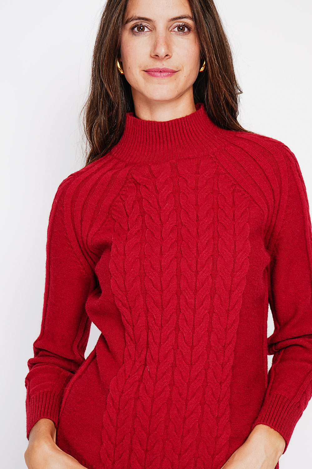 Tunica a maniche lunghe con collo alto e nodo - Rosso Hermes