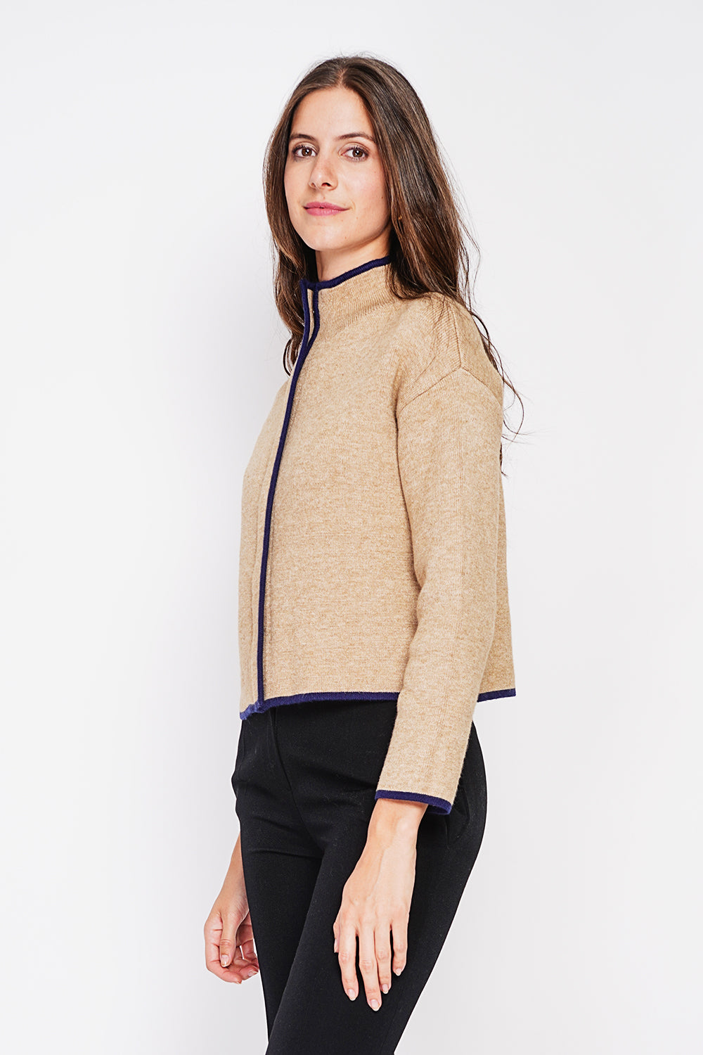 Cardigan bicolore con zip e maniche lunghe - Torrone