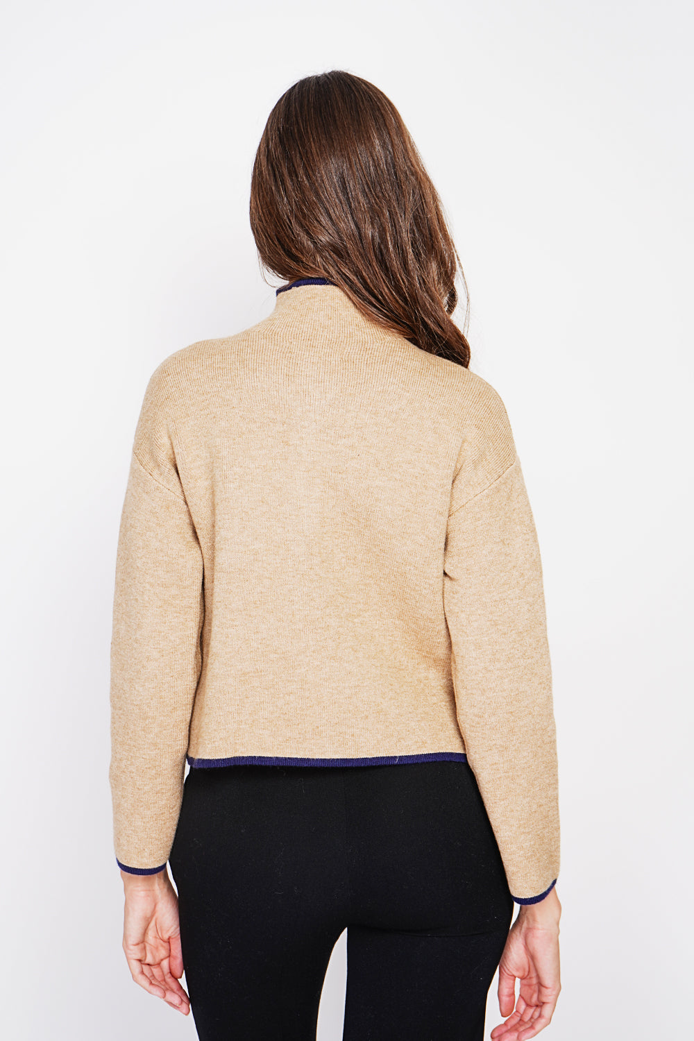 Cardigan bicolore con zip e maniche lunghe - Torrone