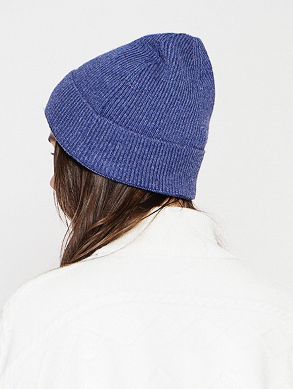 Berretto misto a coste larghe - Jeans Blue