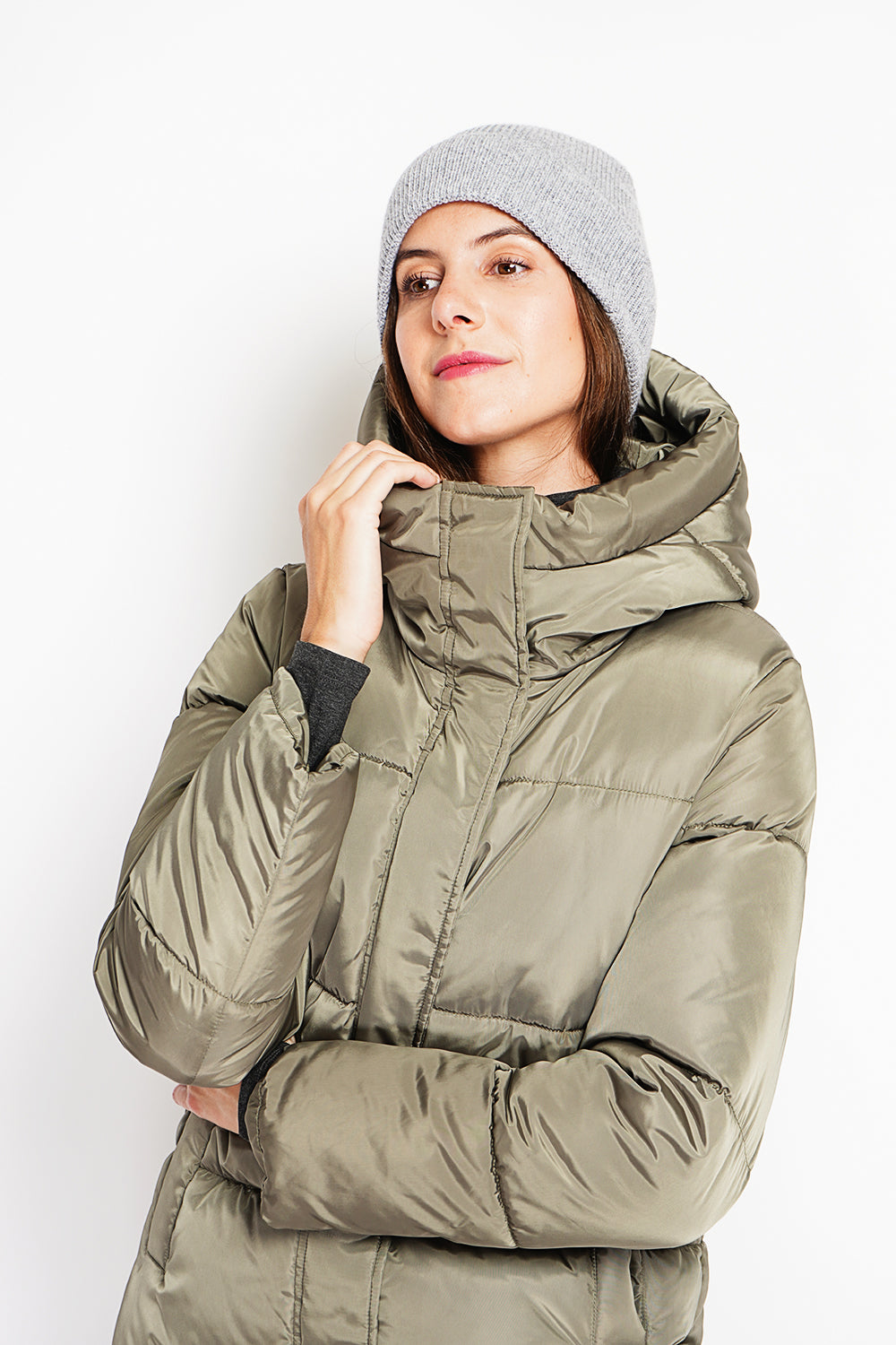 Berretto misto a coste a 2 strati, dalla vestibilità ampia Flanella