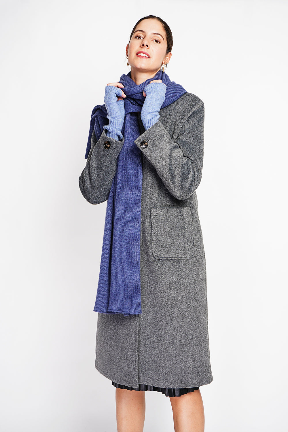 Berretto unisex ampio con costine a 2 strati - Jeans Blu