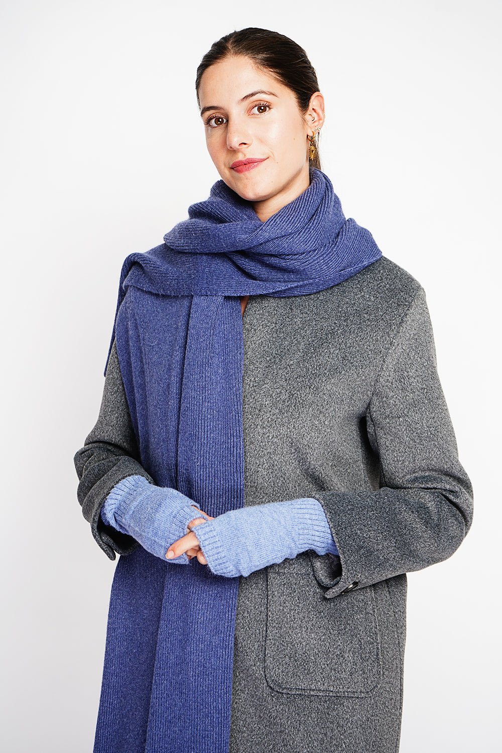 Berretto unisex ampio con costine a 2 strati - Jeans Blu