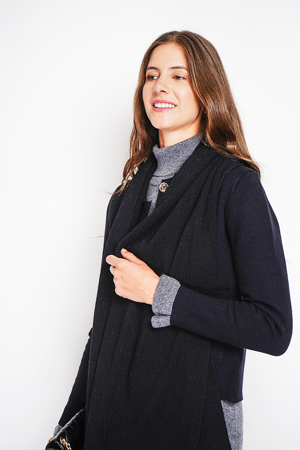 Sciarpa unisex a coste - Nero