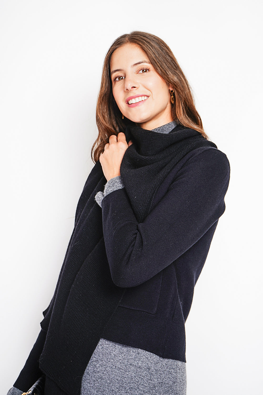 Sciarpa unisex a coste - Nero