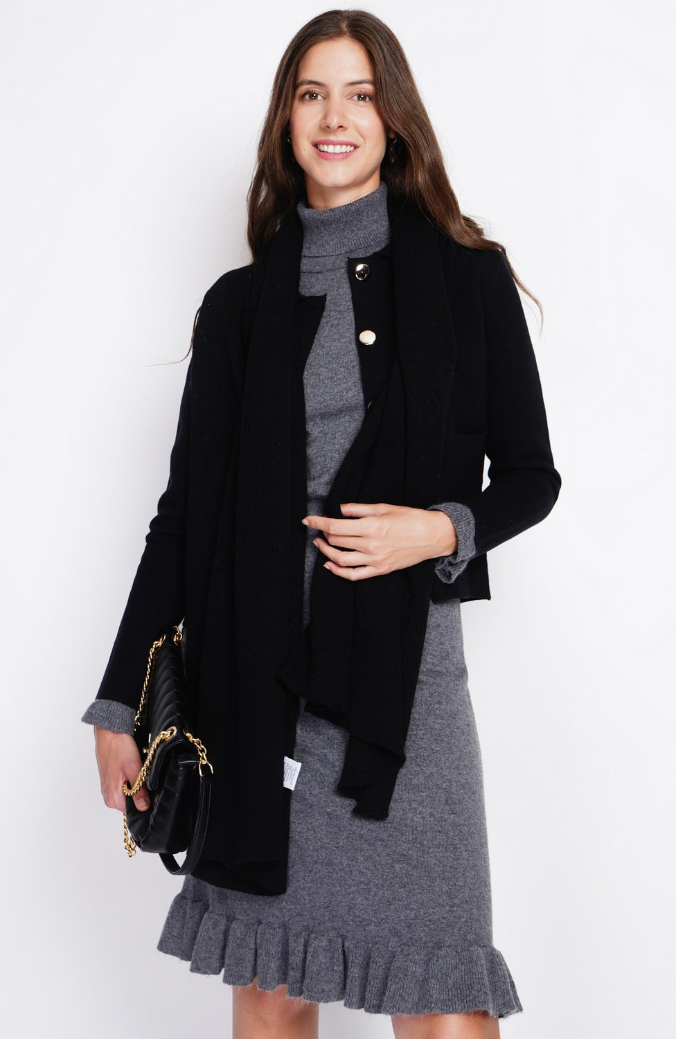 Sciarpa unisex a coste - Nero