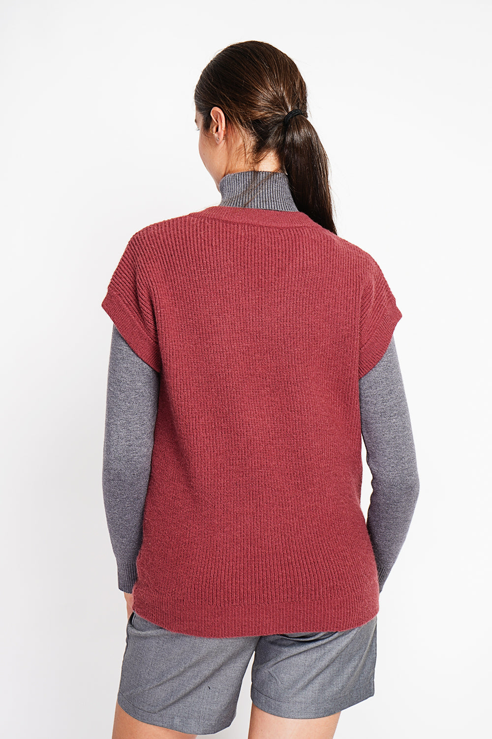 Tunica senza maniche con scollo a V - Rosso vino