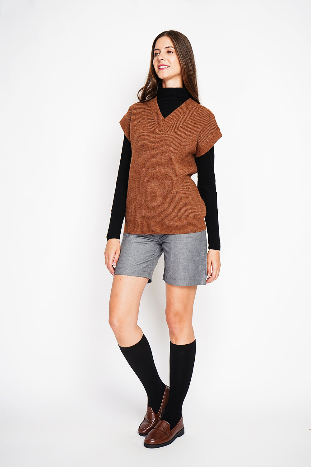 Tunica senza maniche con scollo a V - Marrone