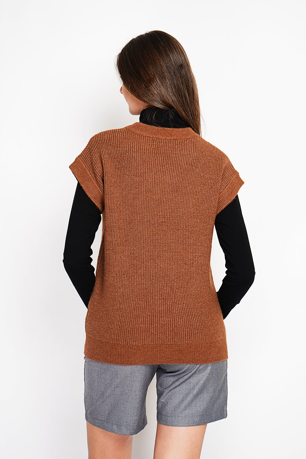 Tunica senza maniche con scollo a V - Marrone