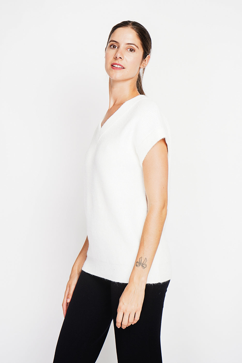 Tunica senza maniche con scollo a V - Naturale