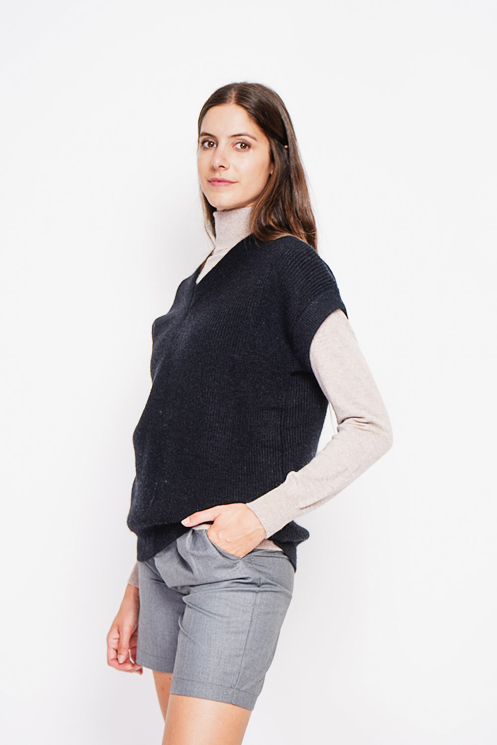 Tunica senza maniche con scollo a V - Nero