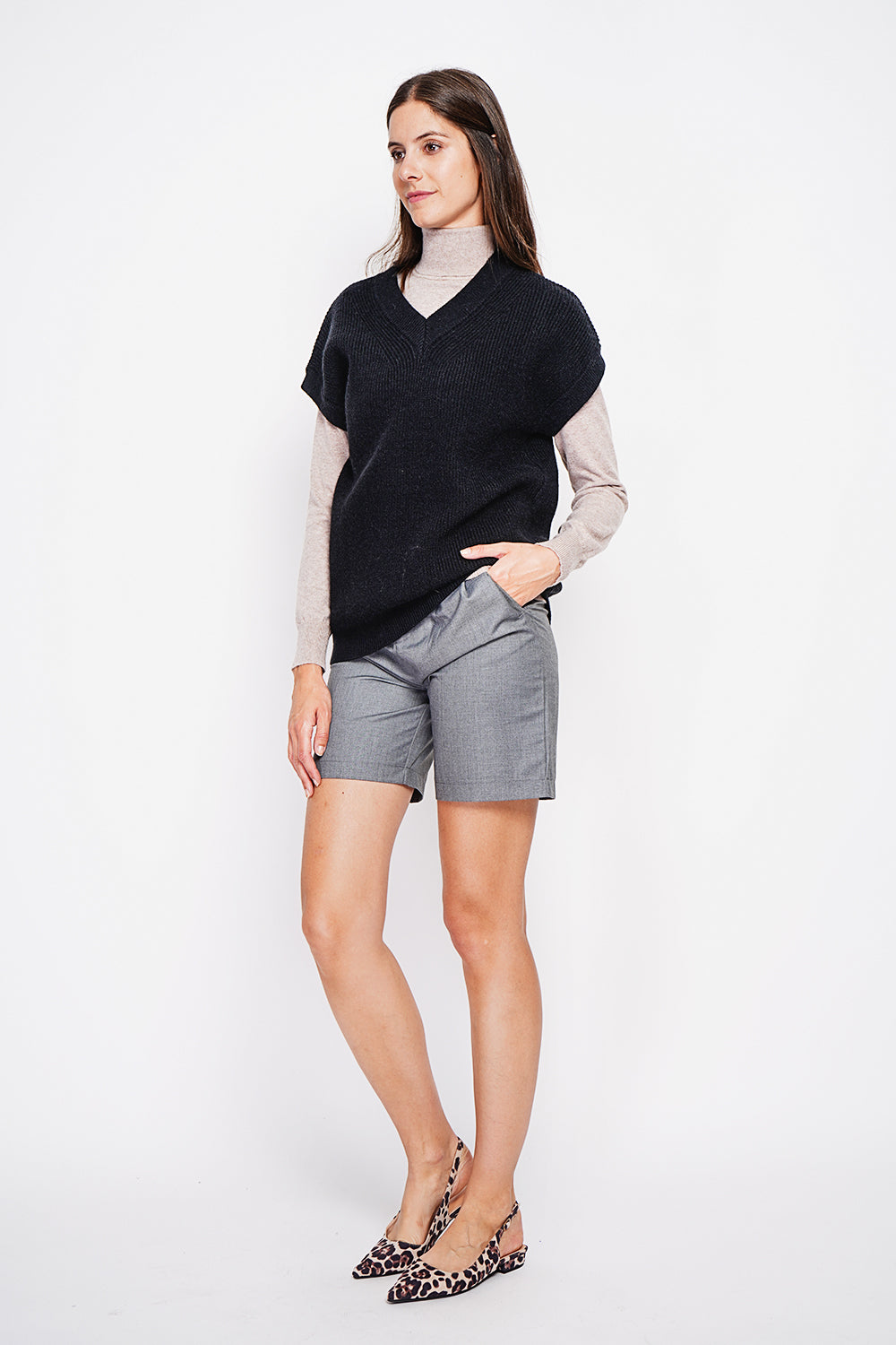 Tunica senza maniche con scollo a V - Nero