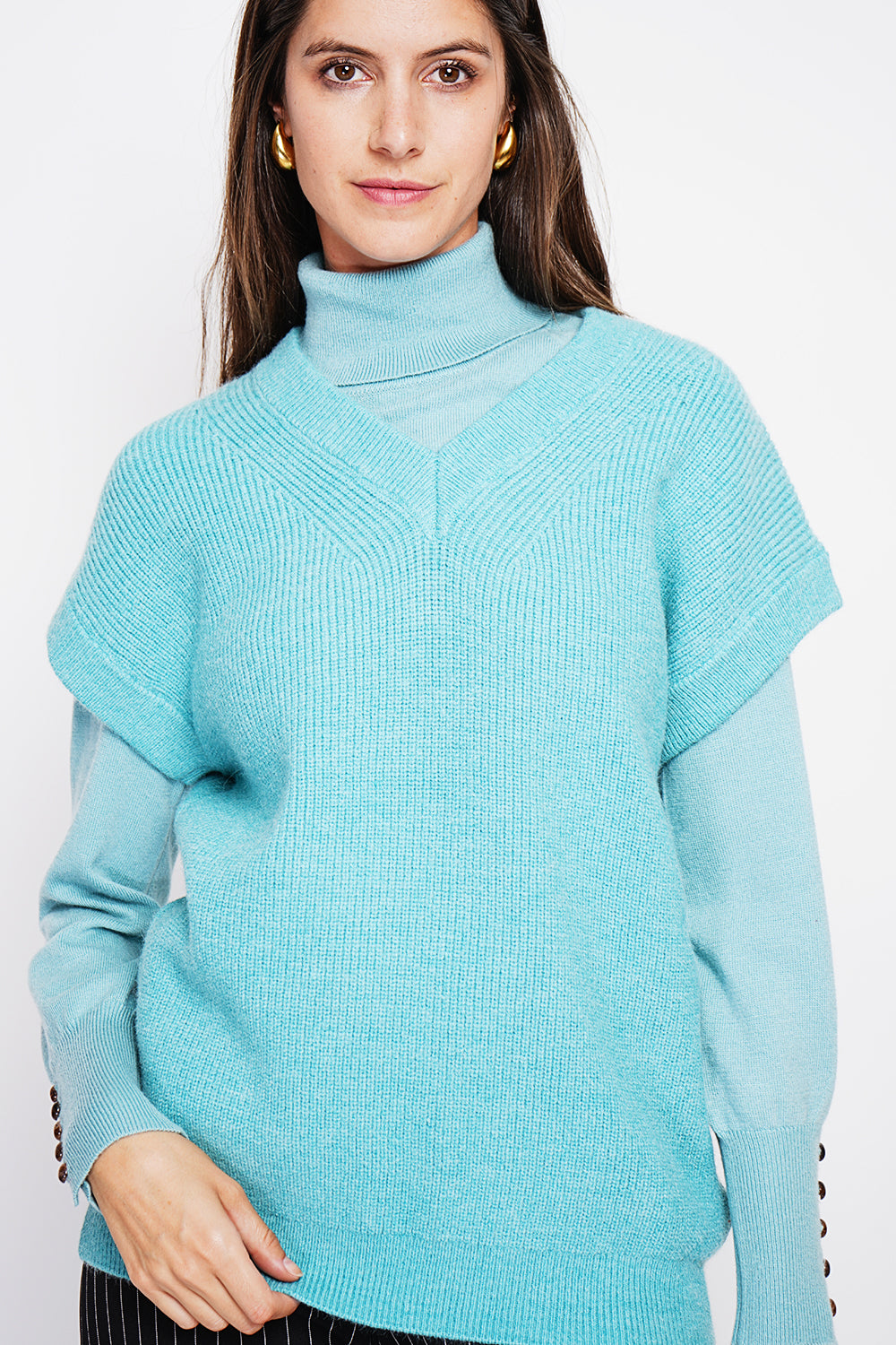 Tunica senza maniche con scollo a V - Turchese