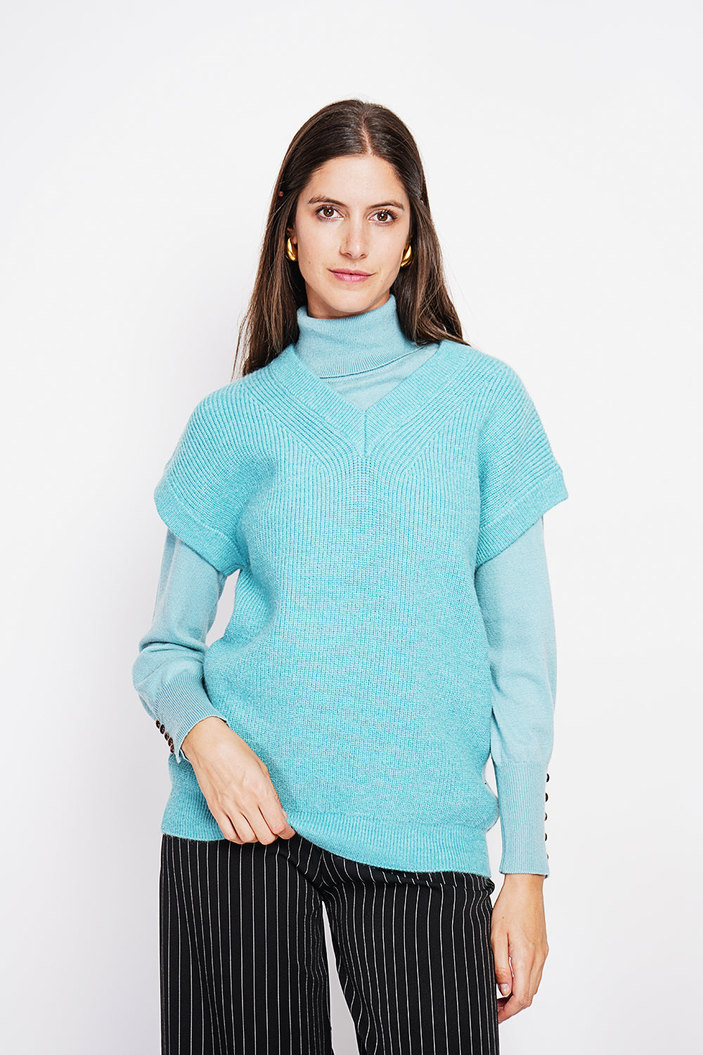 Tunica senza maniche con scollo a V - Turchese