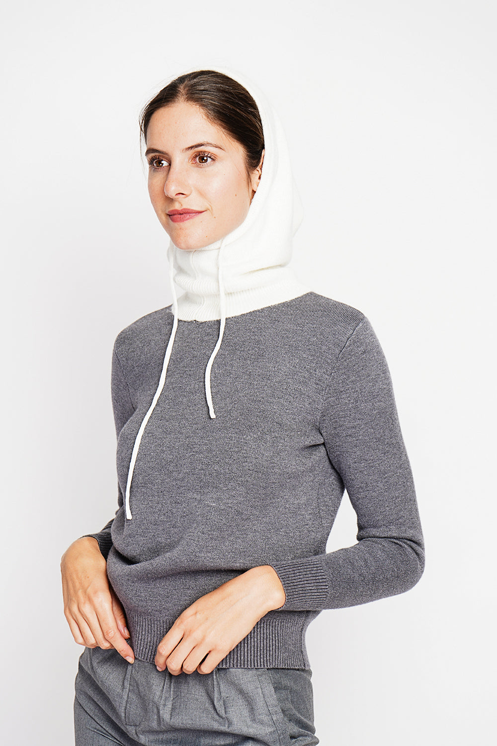 Passamontagna con coulisse a coste a 2 strati Naturale