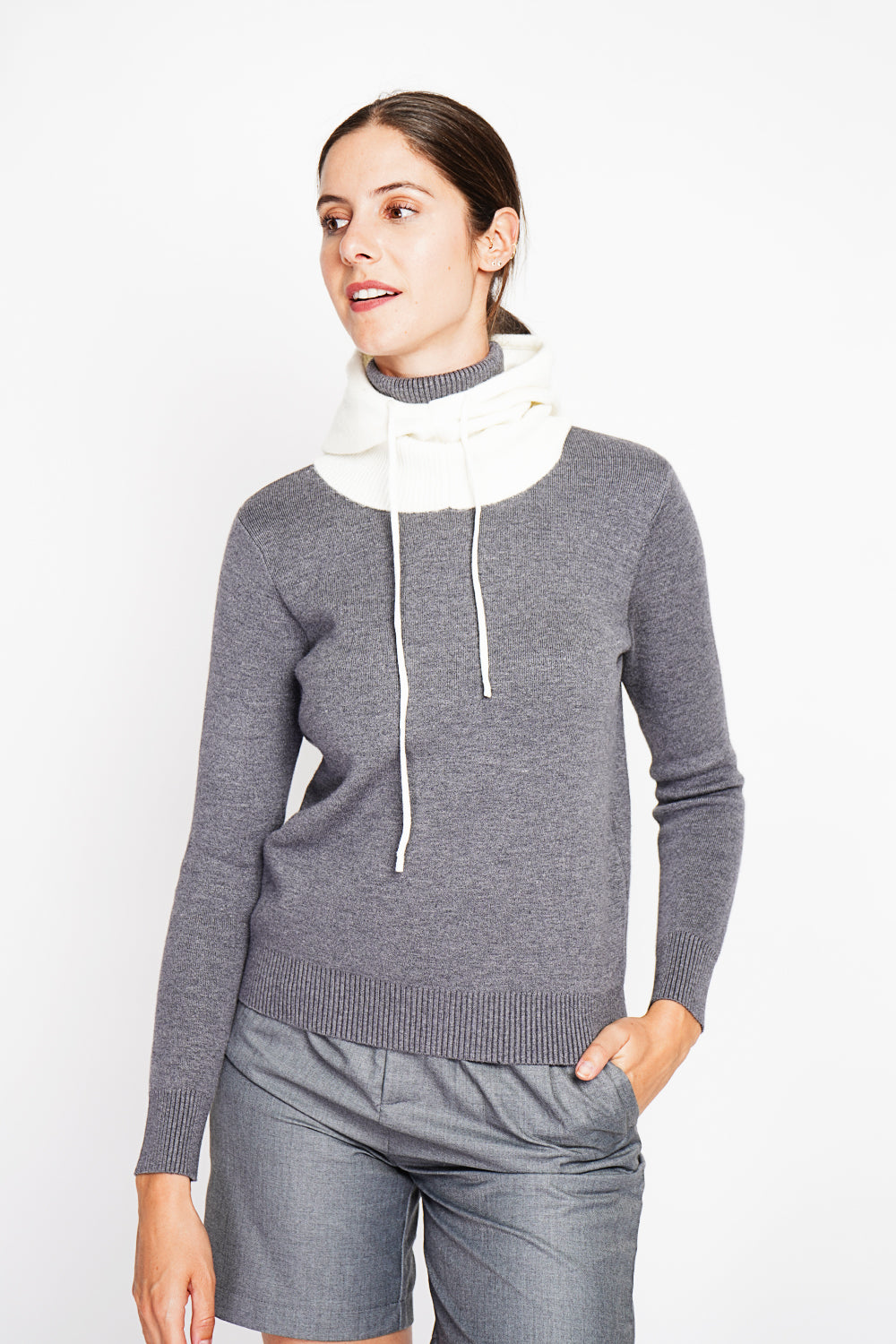 Passamontagna con coulisse a coste a 2 strati Naturale