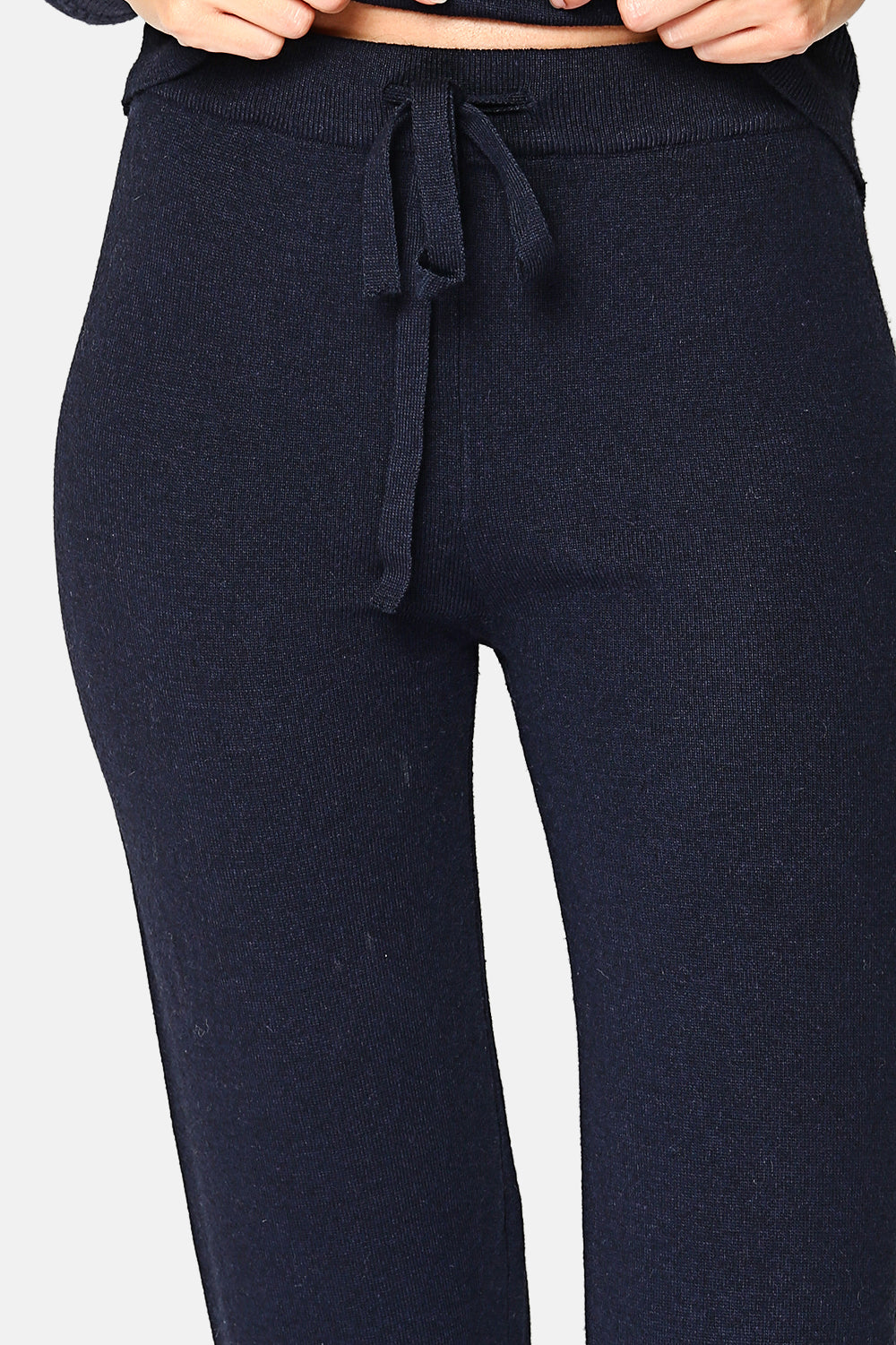 Pantaloni in maglia con pizzo BLU SCURO -WF961