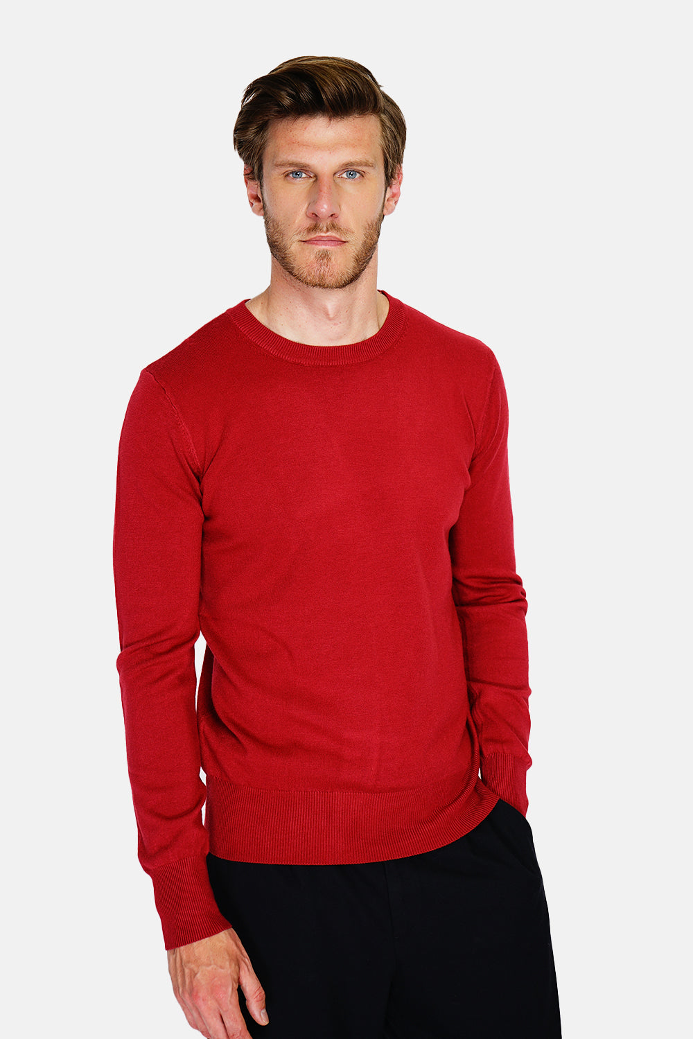 Maglione classico girocollo con maniche lunghe, lavorato a maglia con filato a 3 capi - Ermete