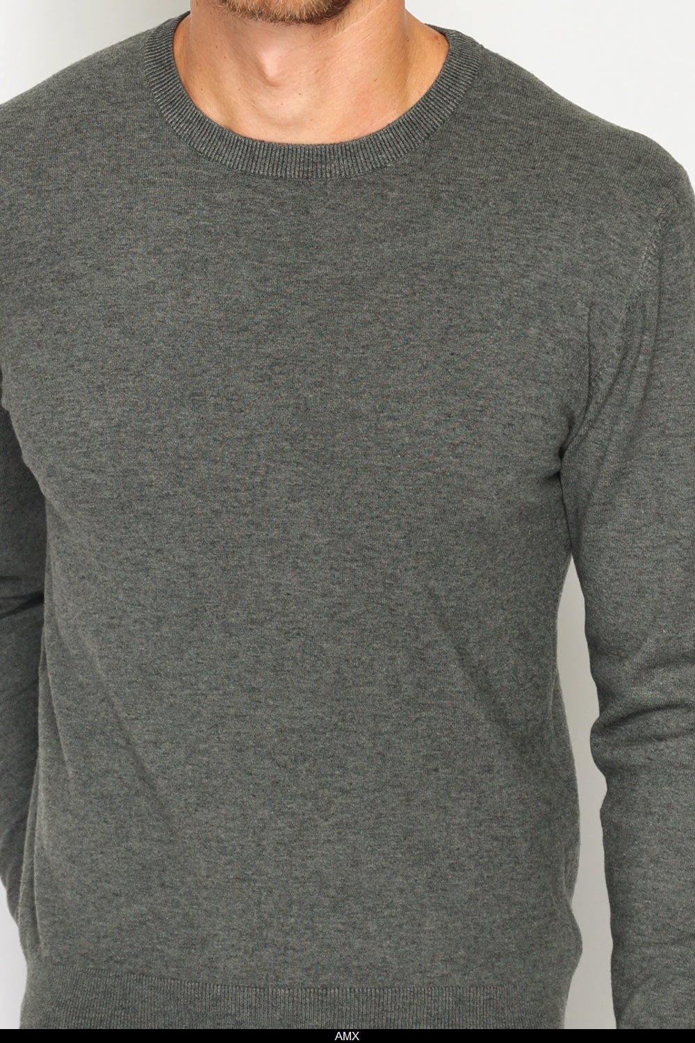 Maglione classico girocollo con maniche lunghe in maglia a 3 fili Lupo