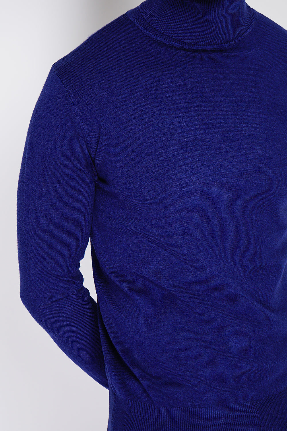 Classico maglione a collo alto a maniche lunghe in maglia a 3 fili Blu Notte