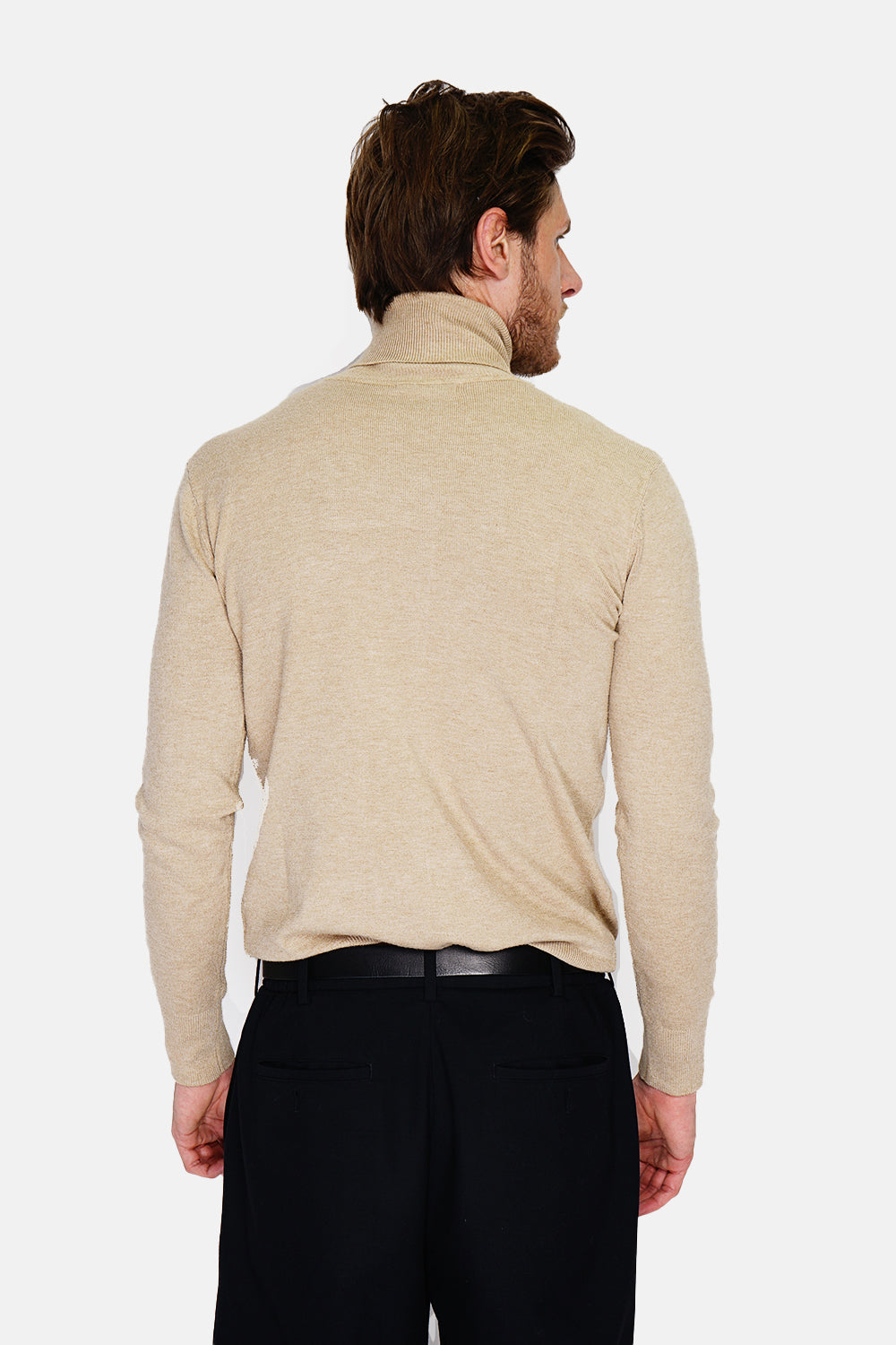 Classico maglione a collo alto con maniche lunghe lavorato a 3 fili Camel -WFM123