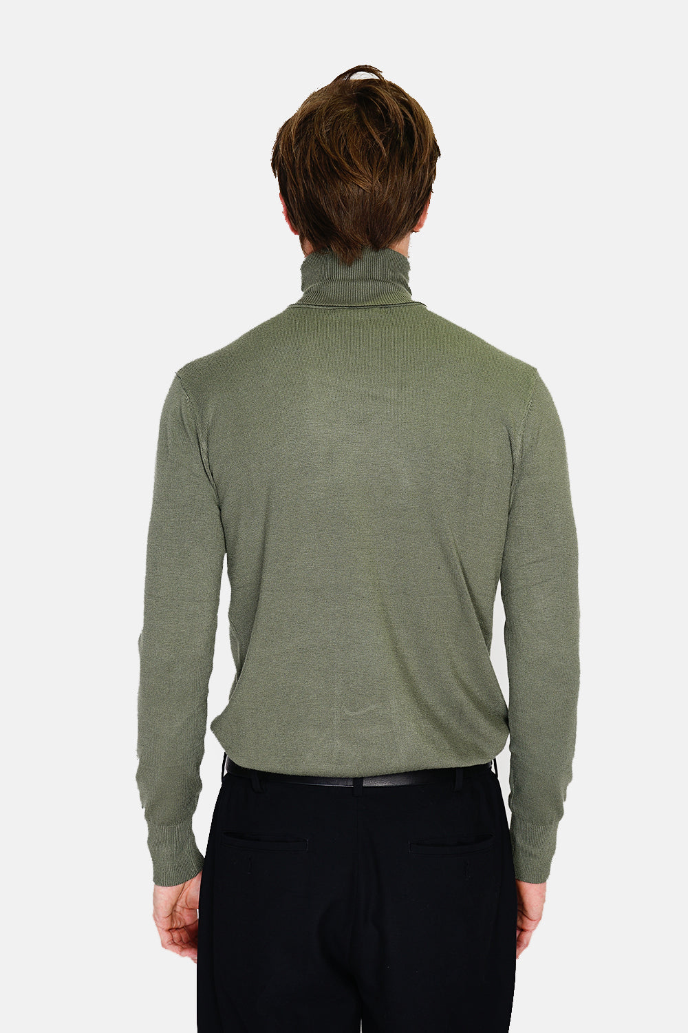 Classico maglione a collo alto con maniche lunghe lavorato a 3 fili Khaki -WFM123