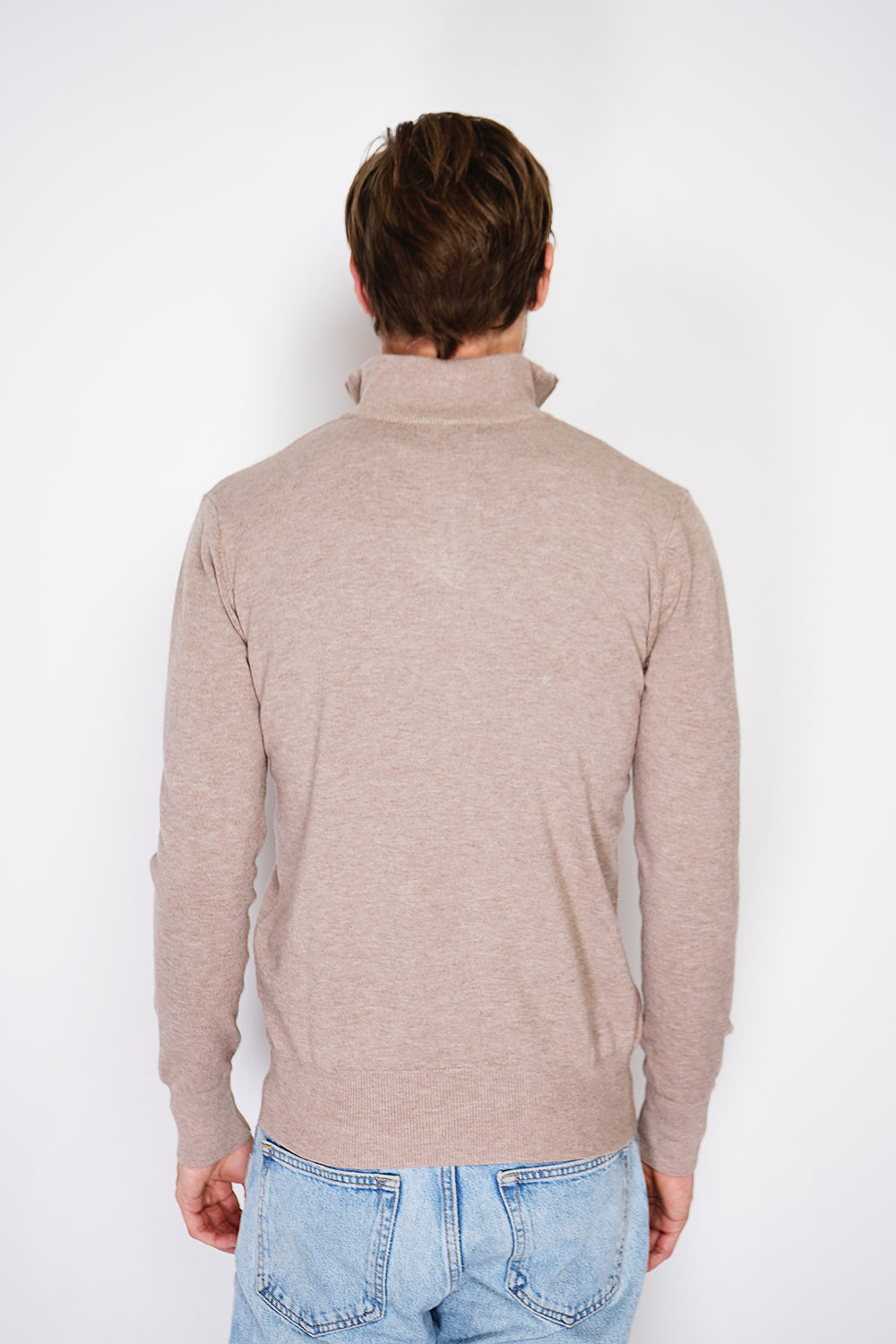 Maglione a maniche lunghe con collo trucker e cerniera in maglia a 3 strati Deserto