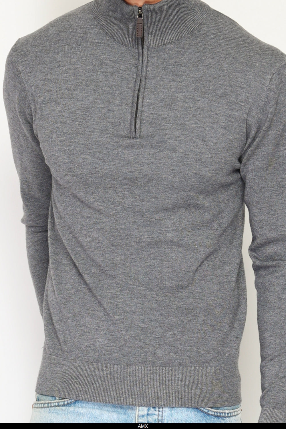 Maglione a maniche lunghe con collo trucker e cerniera in maglia a 3 strati Lupo