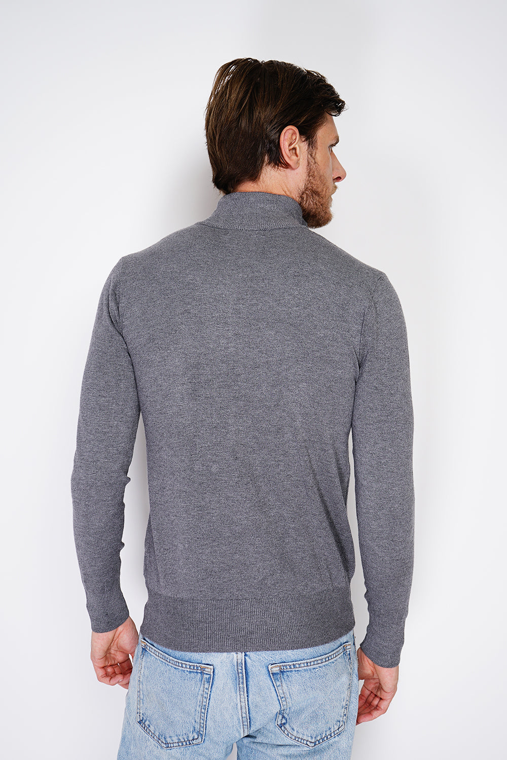 Cardigan classico a maniche lunghe con cerniera in maglia a 3 strati Lupo