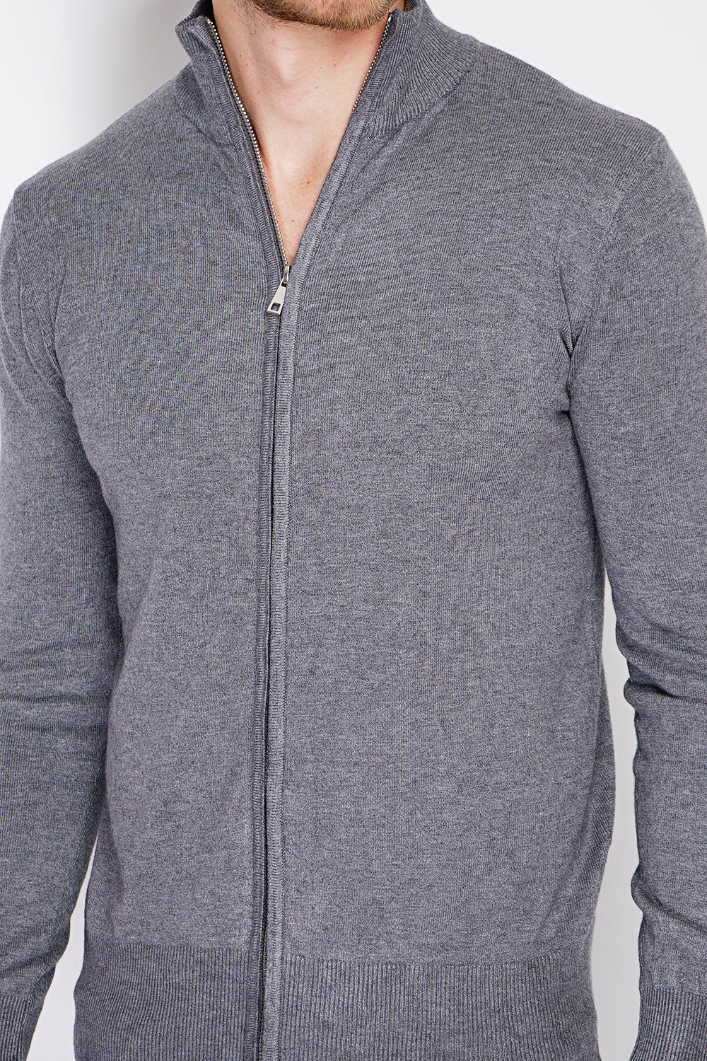 Cardigan classico a maniche lunghe con cerniera in maglia a 3 strati Lupo